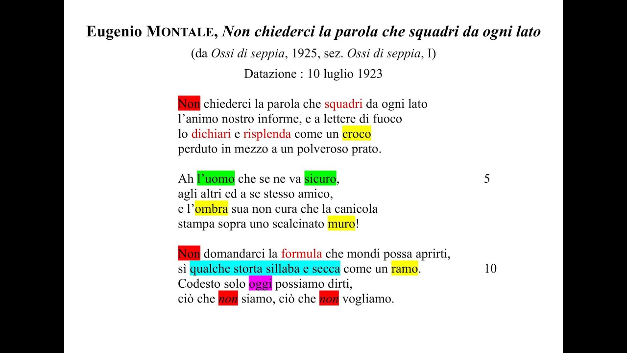Eugenio Montale, "Non chiederci la parola che squadri da ogni lato