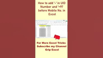 How to add Country Code before Mobile Number in Excel| and "-" sign in UID| #shorts #youtubeshorts