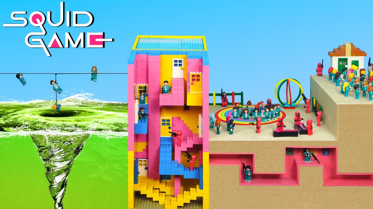 LEGO Squid Game 2 VS Vortex Dam Breach Experiment - Water Tornado Flood Disasters Whirlpool