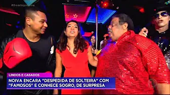 Flávia curte despedida de solteira ao lado do sogro e artistas