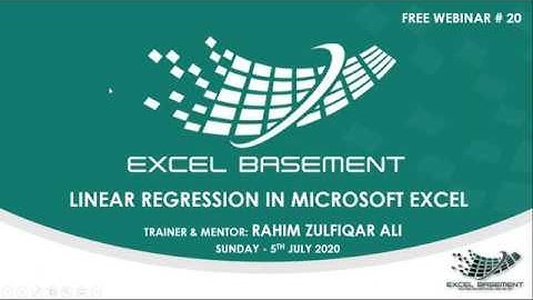 Webinar # 20 - Linear Regression in Microsoft Excel by Rahim Zulfiqar Ali