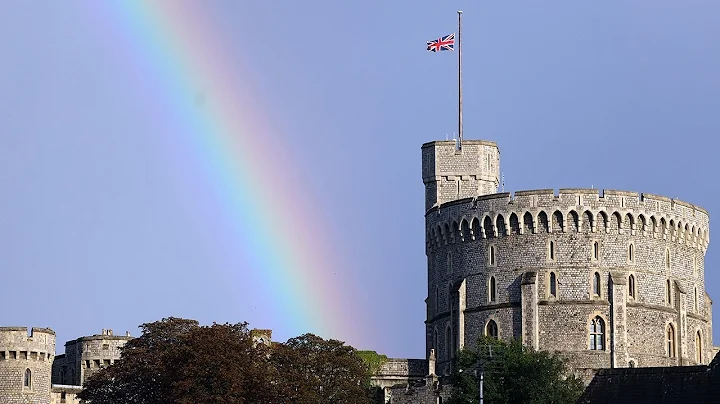 Rainbow covers sky as flags lower at Windsor Castle following Queen Elizabeth's death