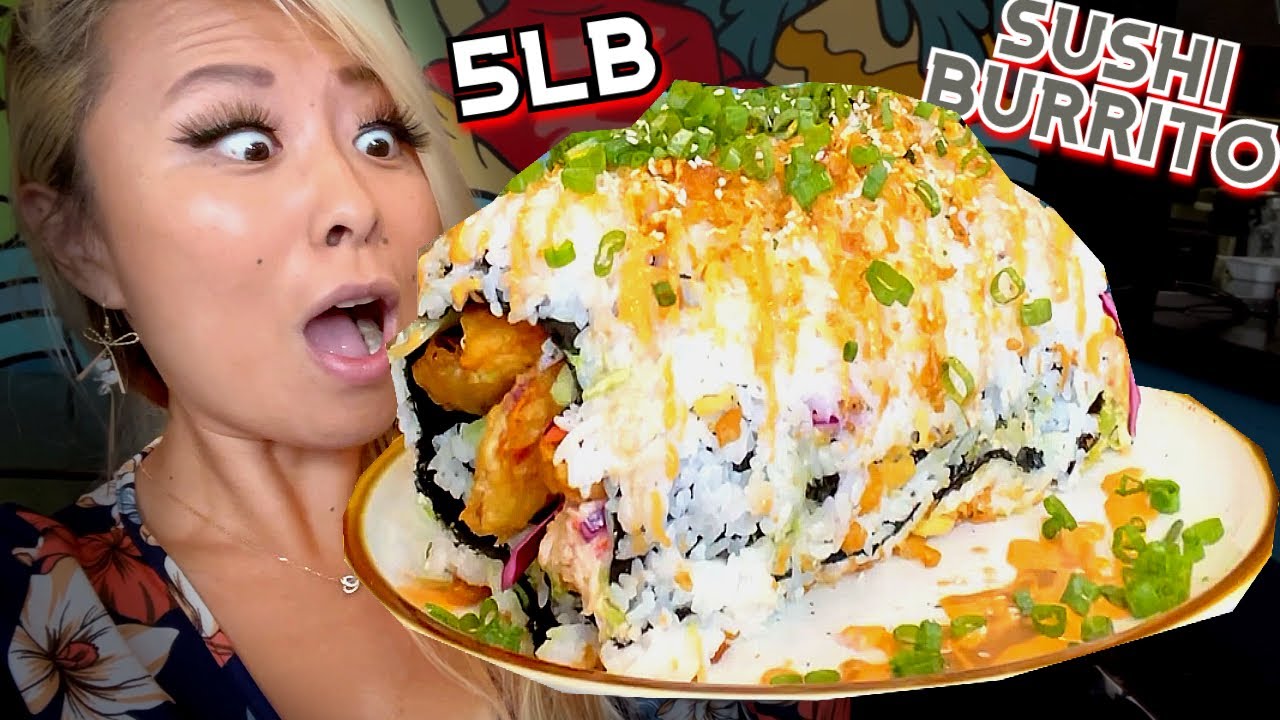 5lb SUSHI BURRITO at Rollin Fresh in Portland, OR!!! RainaisCrazy