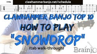 Clawhammer Banjo Top 10: How To Play "SNOWDROP" (banjo tab walk-through) - LIVE Workshop