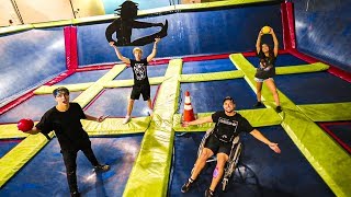 OVERNIGHT IN ABANDONED TRAMPOLINE PARK! (Ends up in Wheelchair!)