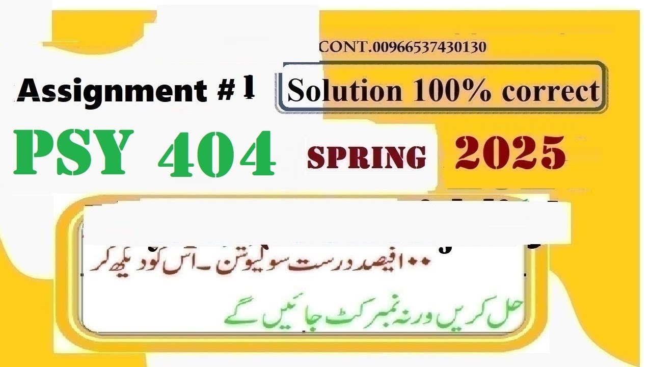 psy 404 assignment 1 2025|psy 404 assignment 1 SOLUTION 2025