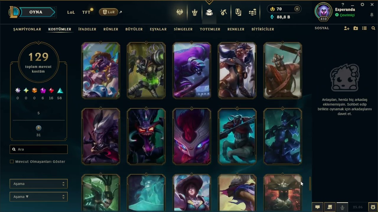 TR 129 SKİN BRONZ HESAP - LOL videosu