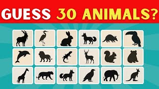 Guess the Animal by Shadow Challenge 🐾 | Fun Quiz Game | 30 Animals to Test Your Brain