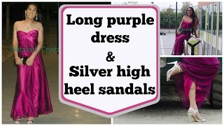 Crossdresser - Long Purple Dress And Silver High Heels Sandals Natcrys