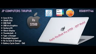 Apple Macbook Pro A17082017 Intel Core I5 - 8Gb256Gb Ssdmac Os Ventura2Gb Intel Iris Graphics
