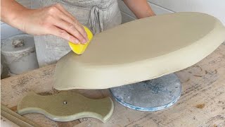 Hand-building a Large Pottery Platter - Relaxing ASMR Version (no talking)