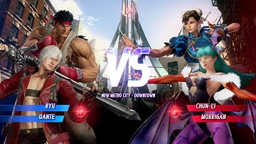Ryu and Dante vs Chun-Li and Morrigan MARVEL VS. CAPCOM: INFINITE