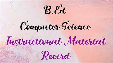 B.Ed Instructional Material Record | English Medium