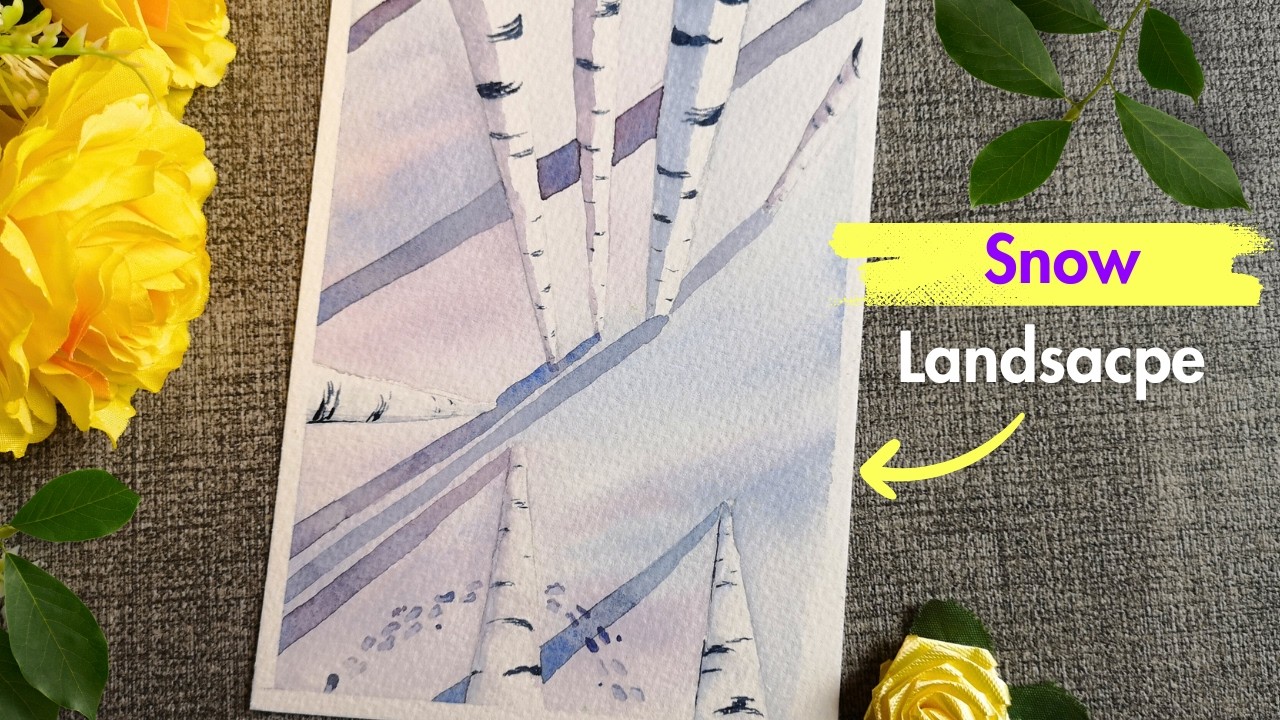 How to Paint a Snow Scene with Birch Trees | Watercolour
