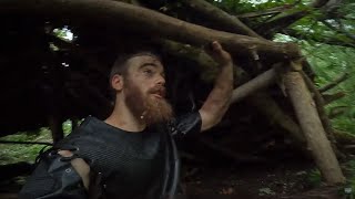 Man and His Kids survive Tornado in the Woods in Viking Shelter