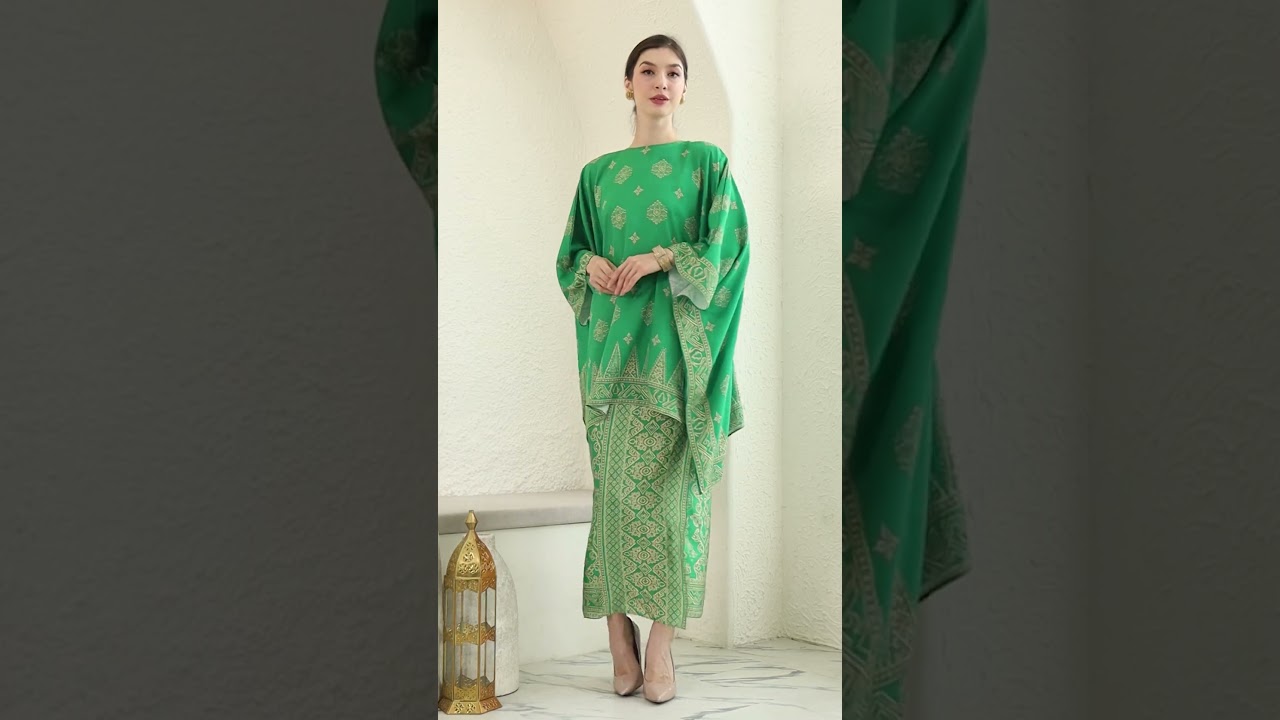 Green Gold R-neck Bali Sarong Set