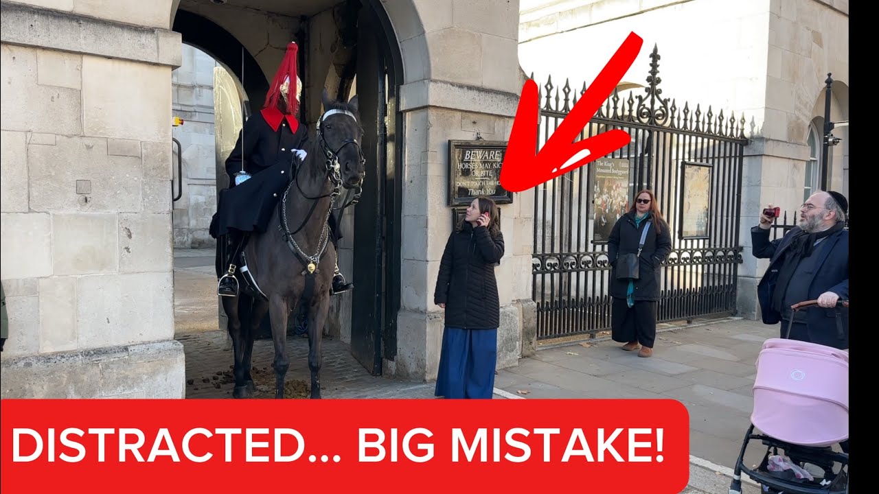 Guard Shouts Warning as Lady on Phone Walks Into the White Line Box
