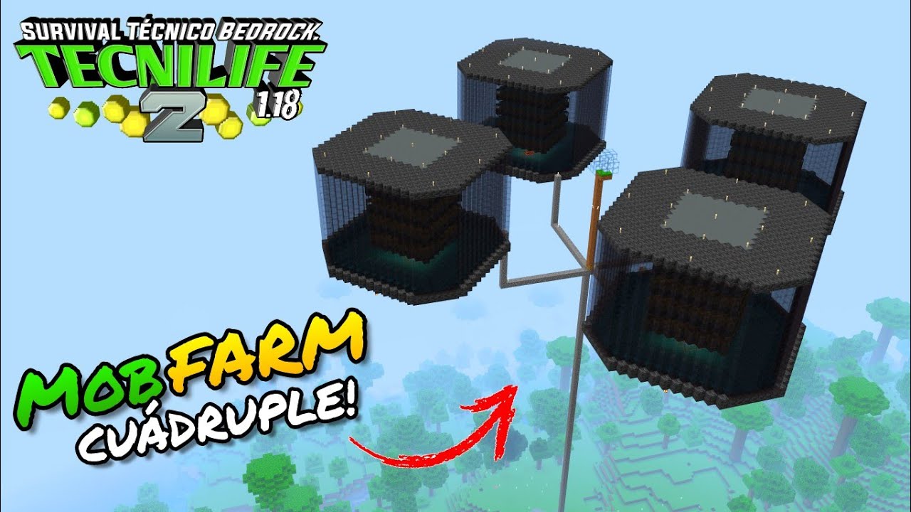 Granja De Mobs Cuádruple! 🧟‍♂️ Parte 2 | EP.42 | ☢️Tecnilife 2☣️ | Survival Bedrock