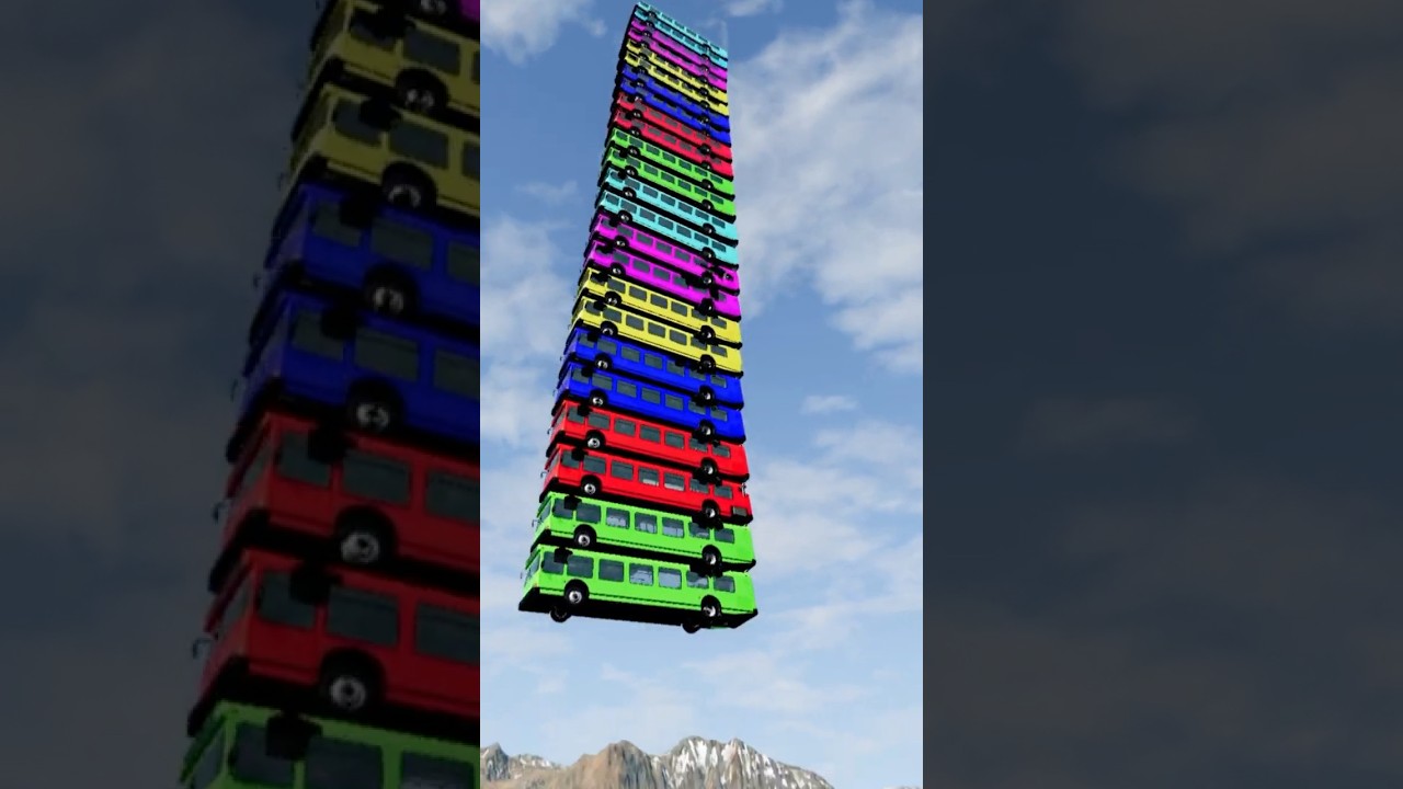 Colorful And Buses Fall and Crash - BeamNG drive | BNG Jump