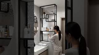 part 66.Small Bathroom Hack: Modern Half-Wall Storage! ✨#shorts #viral