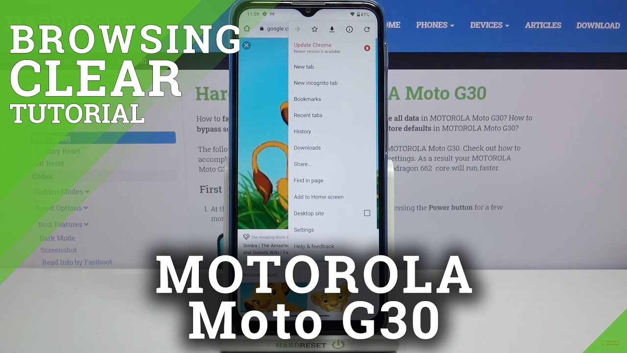 How to Erase Browser History in Motorola Moto G30 - Clear Browser Data / Reset Cookies - YouTube