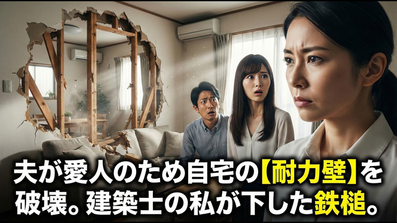 夫が愛人のために自宅の「耐力壁」を破壊したので、一級建築士の私は違法建築として即通報した。