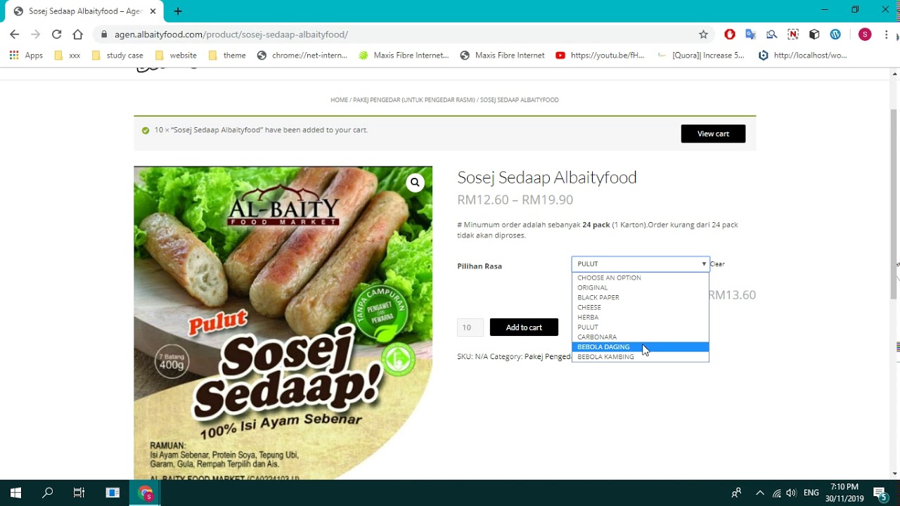 cara order sosej 