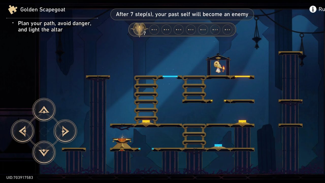 Golden Scapegoat After 7 steps in "Lightless Chapel" Dawncloud Map 