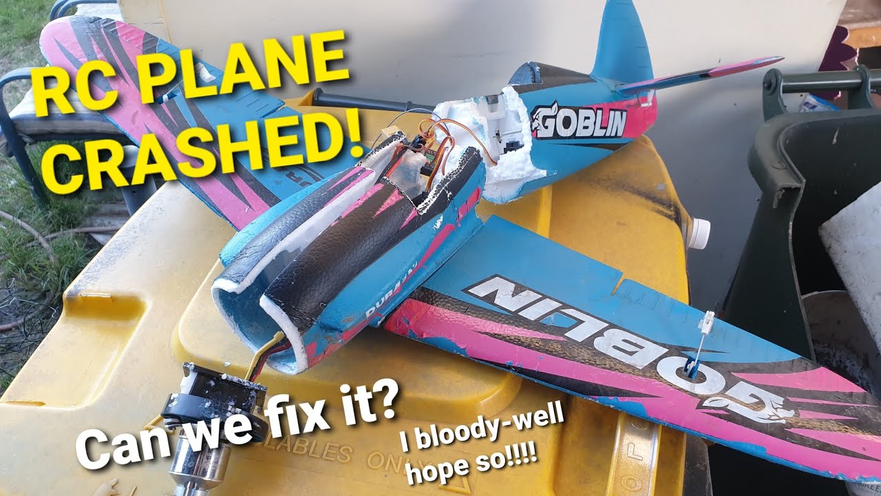 Crashed RC plane! 100mph goblin repair video! Fast Rc plane drone