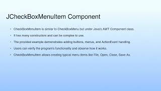 JCheckBoxMenuItem Component | Lecture 43: Swing—I