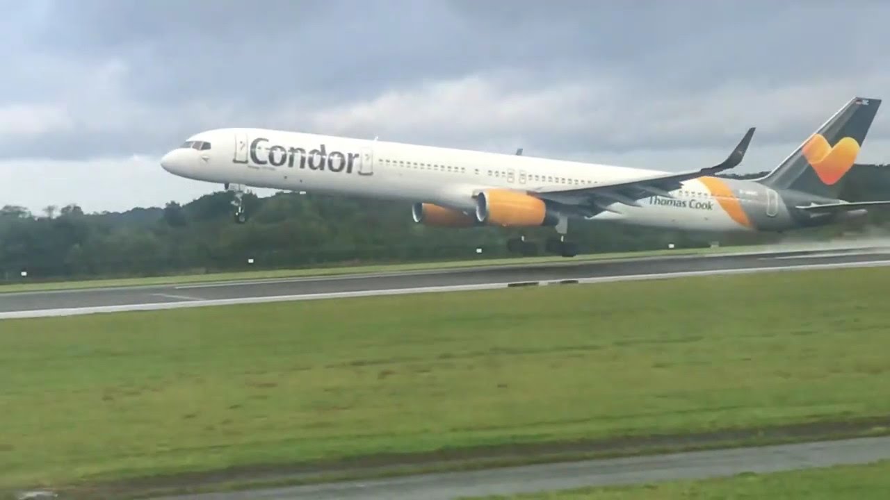 Condor 757-300 Takeoff from Manchester Airport.