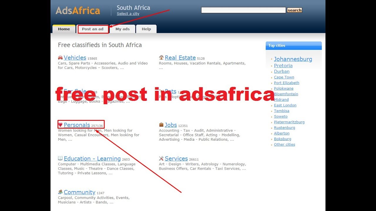 how to post in ads Africa site 2018 (Free Classifieds in South Africa