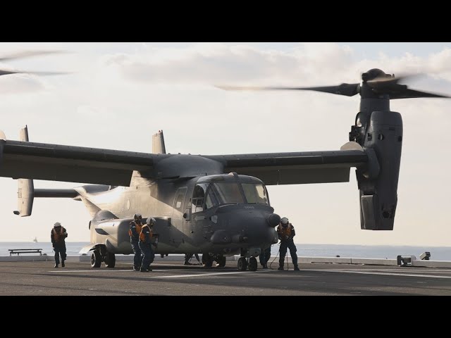 オスプレイが海自護衛艦に 特殊作戦用、日米演習で - YouTube