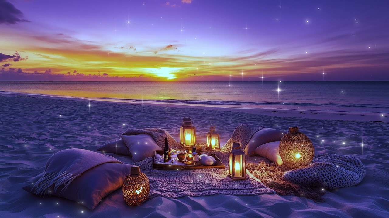 🌅 Sunset Beach Picnic  Relaxing Piano Music for Sleep, Study & Meditation  Calming Ocean Sounds 🎶