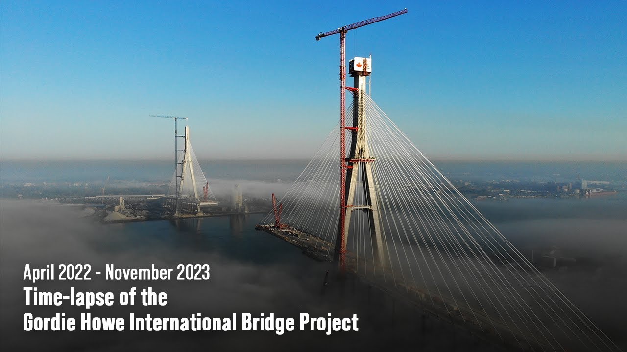 TimeLapse of the Gordie Howe International Bridge Project April 2022