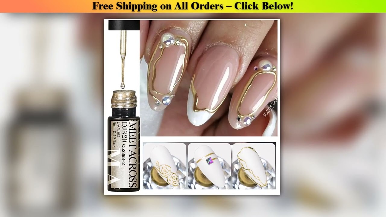 MEET ACROSS 5ml Gold Sliver Metallic Liner Gel Nail Polish Mirror Effect Painting Drawing Gel Line