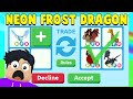 TRADING NEON FROST DRAGON IN RICH ADOPT ME SERVER (Roblox trade proof)