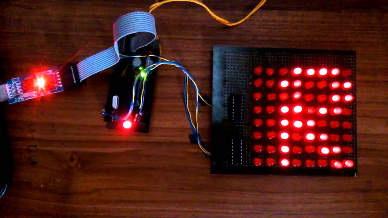 8x8 led matrix arduino 74hc595 - YouTube