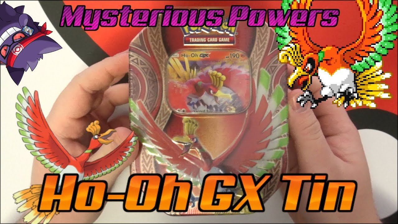Opening a Pokemon Mysterious Powers Ho-Oh GX Tin!
