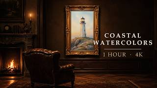 Coastal Watercolor Paintings – 1 Hour Art Gallery Ambience | Vintage Gallery TV Art 4K screenshot 5