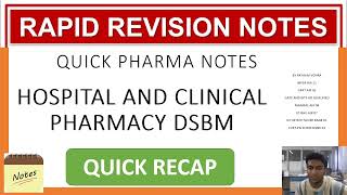 QUICK PHARMA NOTES HOSPITAL AND CLINICAL PHARMACY.MOST IMP FAQ AND PYQ FOR COMPETETIVE EXAMS.GPAT News