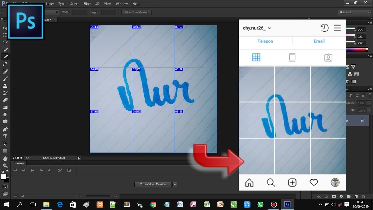Cara mudah membuat instagram puzzle feed dengan photoshop // Photoshop