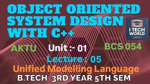 OOSD with C++ Unified Modelling Language Unit : 1 (Lec : 05) B.Tech AKTU 3 Year CSE/IT BCS054