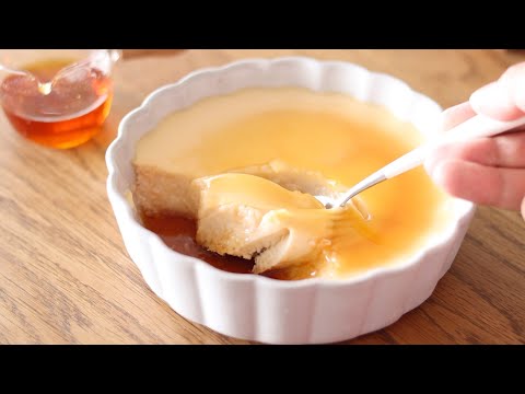 材料4つ!固めのカスタードプリンの作り方:カップ計量
