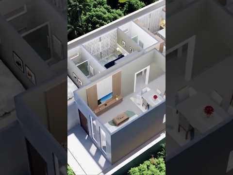 Planta de Casa em 3D com três Quartos e pé direito alto #houseplan #plantadecasa #plantabaixa