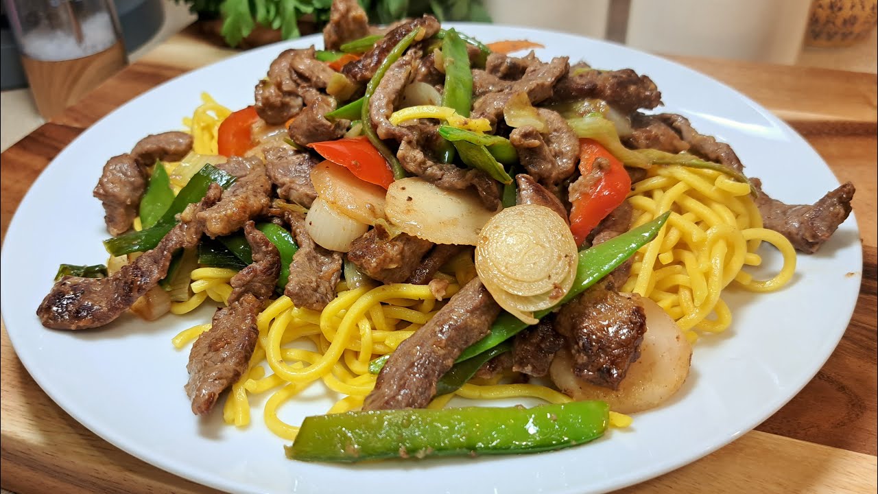 Very tasty panfried marinated beef with vegetables YouTube