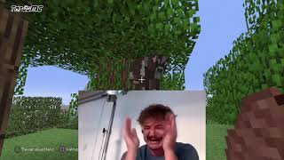 Pedro Pascal reacts to a Cow climbing a tree in Minecraft