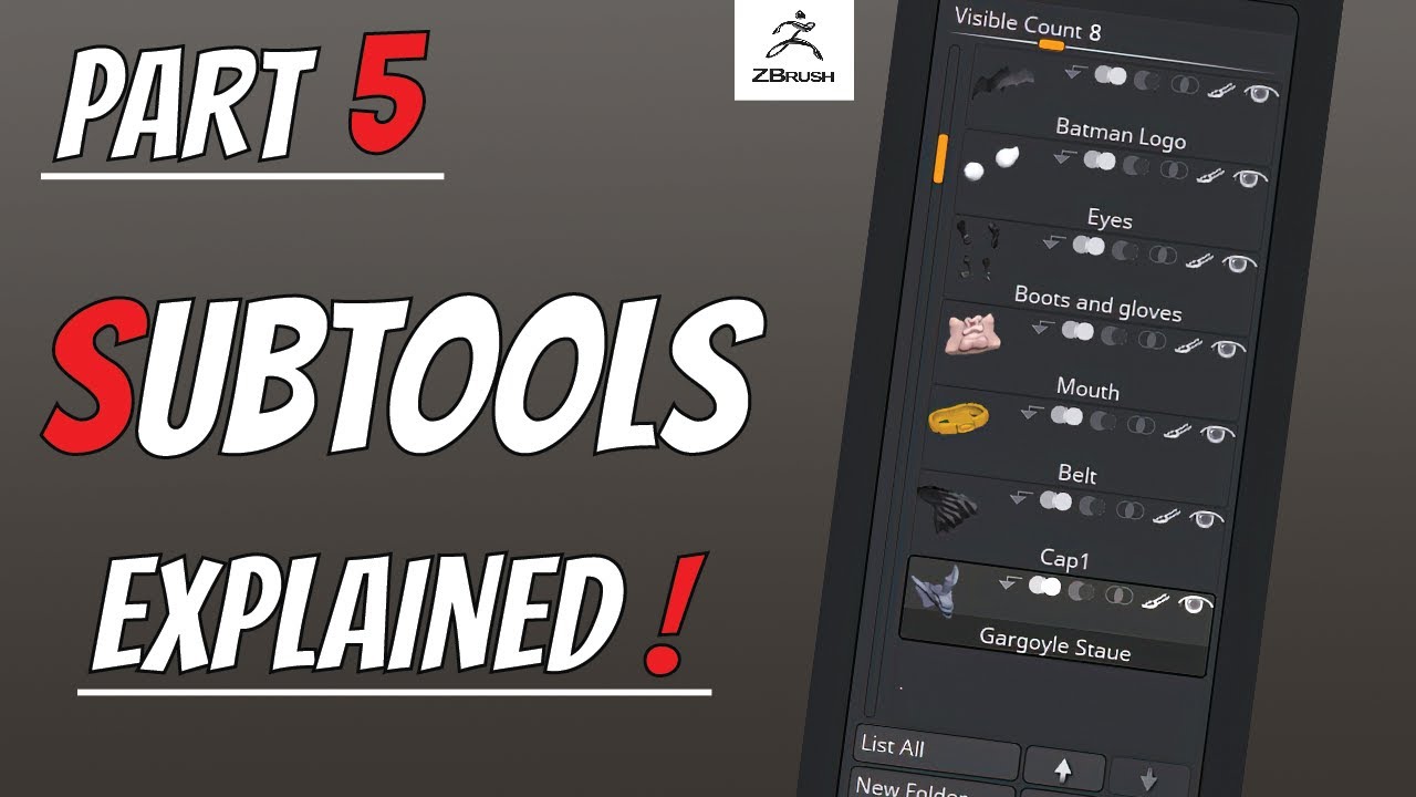 Zbrush Beginner Tutorial Subtools Explained Part 5 - Urdu/Hindi - YouTube