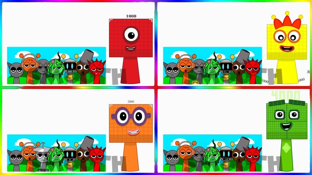 My Sprunki OC: ONE THOUSAND, TWO THOUSAND, THREE THOUSAND, FOUR THOUSAND (From Numberblocks)