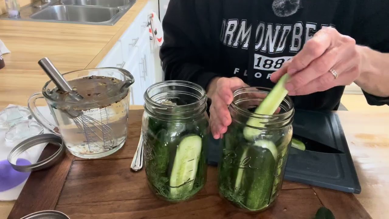 Fermenting pickling Cucumbers, salted pickles, healthy fermented foods for your gut health 